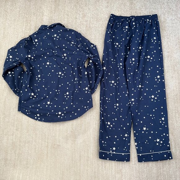 Victoria’s Secret Cotton Flannel Long Sleeve Blue Pajamas Set M Long - Picture 3 of 13